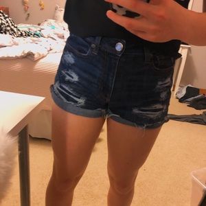 Distressed Dark Wash American Eagle Shorts